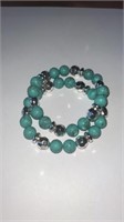 Turquoise/Silver Stretch Bracelet Set