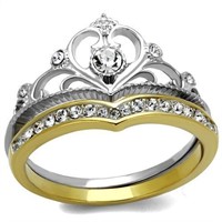 Royal .42ct White Sapphire Heart Crown Ring Set