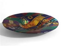 90s Art Glass Abstract Bowl