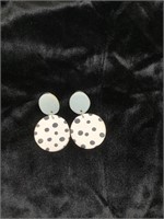 Handmade clay polka dot dangle earrings