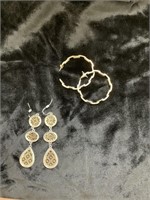 2 pairs of dangle/hoop earrings