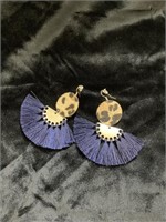 Handmade dangle navy earrings