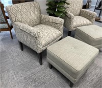 Upholstered Arm Chair and Ottoman B