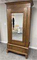 Oak Wardrobe with Beveled Mirror A