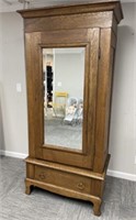 Oak Wardrobe with Beveled Mirror A