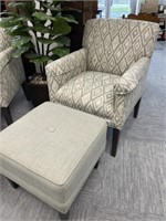 Upholstered Arm Chair and Ottoman A