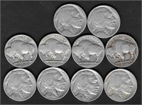 (10) Buffalo Nickels, Vars. Yrs./Mints