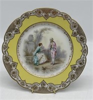 Sevres Yellow w/Gold Plate w/Courting Couple