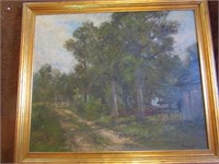 29X34 GERMAN OIL PAINTING IN FRAME SIGNED