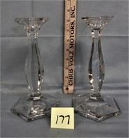 pr. beautiful signed heisey candle holders