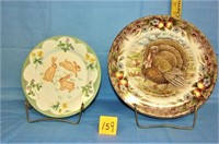 Staffordshire turkey platter-rabbit plate