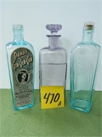 (2) Pond's Ginger Bottles & Purple Pharmacist's -