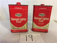 2 Vintage Cans Texaco Charcoal Lighter Fluid