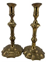 Traditional India Brass Etched Candlestick Holders