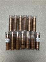 Assortment of pennies. Total of 13 tubes