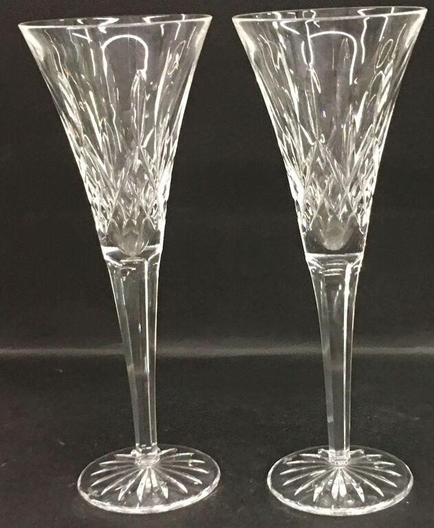 Pair Of Waterford Crystal Champagne Flutes