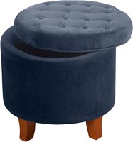 HomePop Fabric Upholstered Round Storage Ottoman