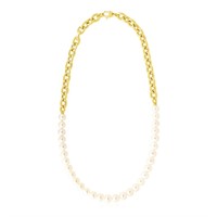 14k Gold Oval Chain With Pearls