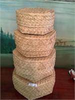 4 Vintage stacking weaved baskets