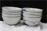 A Set of 8 Chinese Blue and White Fishbowls