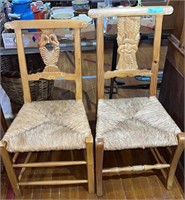 2 FRENCH COUNTRY CHAIRS W/ RUSH SEATS