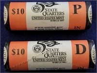 2 Rolls of Indiana State Quarters