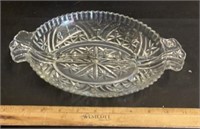 PRESSED GLASS DIVIDED RELISH DISH