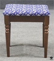 Wooden Vanity Stool - Rice Owls Upholstery