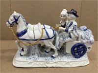 Vintage Colonial 2 Horse & Wagon w/Couple