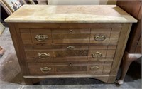 Antique Victorian Marble Top Low Chest