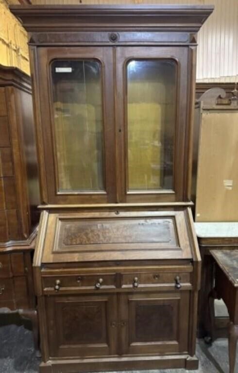 Antique Victorian Walnut Secretary Bookcase