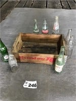 SODA BOTTLES AND CRATE