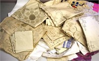 Box of various vintage linen