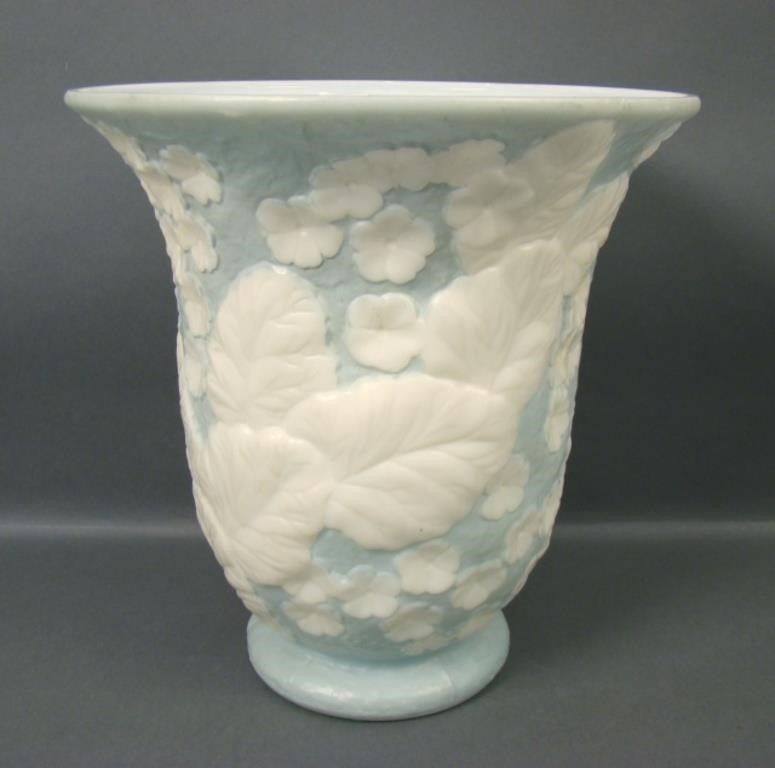 Phoenix Green on Milk Glass #253 Primrose Vase.