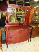 Mahogany Dresser w/ Mirror, 2 over 2