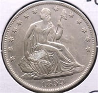 1859 O SEATED HALF DOLLAR AU