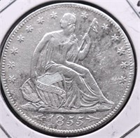 1855 O SEATED HALF DOLLAR VF DETAILS