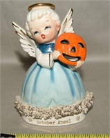 Vtg Ardalt Porcelain October Angel Figure w/ Jack