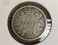 1870 Canada Silver 10 cent Coin