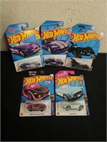 Five collectible Hot Wheels