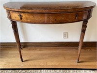 Inlaid Marquetry Demilune Table