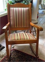 Upholstered Solid Oak Wood Rocking Chair