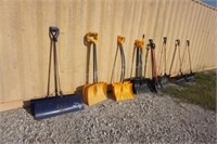 Large lot Plastic and Steel Snow Shovels