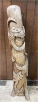 TALL CARVED DRAGON TOTEM SIGNED BY ARTIST 50in T
