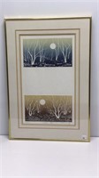 Embossed Screen Print titled WOODS EDGE, signed,