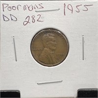 1955 WHEAT PENNY CENT POOR MAN'S DOUBLE DIE