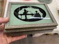 VINTAGE SILLOUETTE PICTURE TOP JEWELRY BOX
