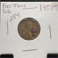 1955 WHEAT PENNY CENT POOR MANS DOUBLE DIE