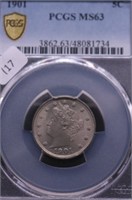 1901 PCGS MS63 V NICKEL