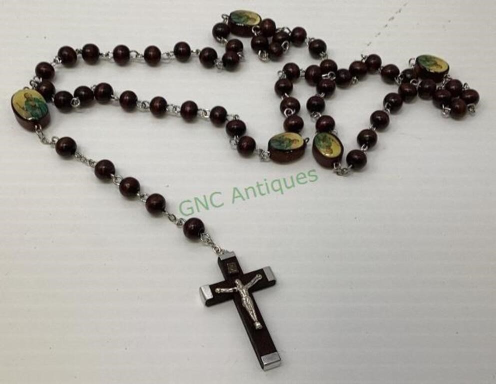 Very nice wooded beaded rosary.   1874